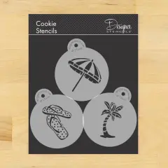 Beach Cookies Stencils: Flip Flops, Palm Tree, Umbrella | C360 by Designer Stencils | Cookie Decorating Tools |