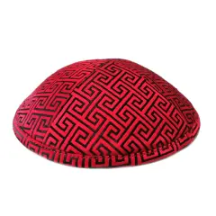 Kippah Red and Black Deluxe Brocade