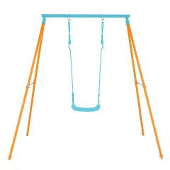 Adjustable Metal Swing Set with Stand and Seat Height 14-28 inches for Kids Orange