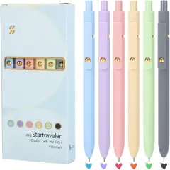 Colorful Gel Pens - 6Pcs 0.7mm Multi-Colored Pens, Smooth Writing Coloring Journaling Supplies for Note Taking, Cute Aesthetic Office School Supplies(6Pcs-Morandi Colorful)