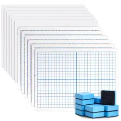 24 Piece Set - 12 Pc XY Axis Graph Whiteboard 9 x 12 inches, Dry Erase Double-Sided Lap Board with Erasers for Students, Classroom Supplies