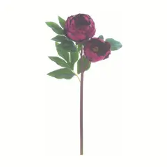 22" Artificial Burgundy Peony Spray &ndash; Faux Floral Stem for Wedding Bouquets & Elegant Decor-FSP025-BU