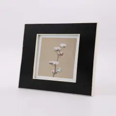 Decorative Striped Pattern Black Resin Tabletop Photo Frame, 5"x7"