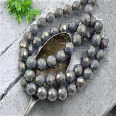 *20* 8mm Gold Lustered Opaque Persian Turquoise Fire Polished Round Beads