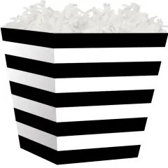 Pack/6: Black & White Stripes Sweet Treat Boxes - 4 x 4 x 4-1/2"