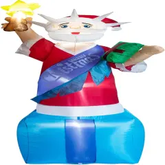 Christmas Inflatable Santa Claus 7.28FT,Statue of Liberty Inflatable,Blow Up Statue of Liberty,Christmas Blow Up Yard Decorations Outdoor Indoor,LED Patriotic Santa Claus Decor,USA Blow Up Inflatable