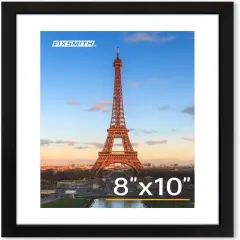 8x10 Picture Frame 1 Pack, Photo Frame with HD Plexiglass, Display Pictures 5x7 with Mat or 8x10 Without Mat, Picture Frames Collage for Tabletop or Wall Display, Black