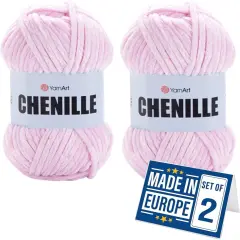 2 Skein Yarn Art Chenille Yarn, Velvet Yarn, Super Soft Fluffy Bulky 5, for Knitting Crocheting Crafting Blanket Amigurumi, Soft Velvet Baby, Durable, 100gr x 2, 100yards x 2 (Pink-550, Pack 2)