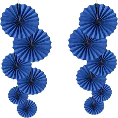 Blue Party Hanging Paper Fans DIY Set，12pcs Set Paper Fans Set Hanging Pinwheels Fan DIY Paper Craft for Wedding Birthday Christmas Party Decoration Hanging Paper Fan Flower Decoration (Blue)