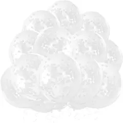 25 Pcs White Latex Confetti Balloons
