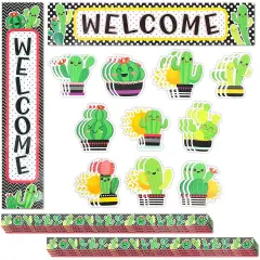 Cactus Bulletin Board Cutouts, Colorful Chalkboard Borders (40 Pieces) Multicolor