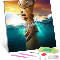 Christian Diamond Art, 5D Diamond Art Kits for Adults, Jesus Belief Diamond Art Kits, DIY Diamond Art Kits for Beginners, for Home Wall Decor, Craftwork for Indoor 12x16Inch