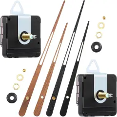 2 Pcs High Torque Long Shaft Clock Movement Mechanism with Wooden Clock Hands for DIY Repair Parts Replacement(Fit for 16'' Clock, 30 mm Shaft)