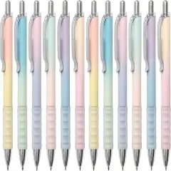 Gel Pens Medium Point 0.7mm Black Ink Gel Pen Retractable Cute Pens for Smooth Writing School Office Supplies, Pack of 12