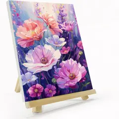 Flowers Paint by Numbers Kit for Adults with Frame, Paint by Number with Easel, Adults Paint by Number Kits Framed Canvas, DIY Floral Oil Painting Kit for Home Wall Decor