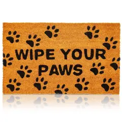 Nonslip Coco Coir Mat for Outdoor Entrance, Wipe Your Paws Doormat for Front Door Entry, Dog Lovers (17 x 30 In) Brown