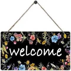 Decorations for Home Welcome Sign for Front Door Wooden Hanging Wall Sign,Decoration for Home Front Door,5.1x10 inches