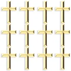 Gold Cross Lapel Pins, Enamel Pin Set (1 in, 12 Pack)