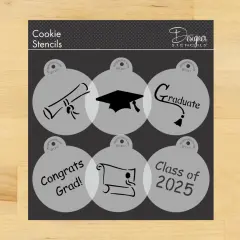 Graduate Cookie Stencils | C207-25 by Designer Stencils | Cookie Stencils for Royal Icing, Airbrush, Dusting Powder |