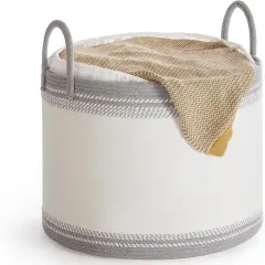 Laundry Hamper 90L, Laundry Basket with Handles, Laundry Bag with Lid, Cotton Rope, Drawstring, for Clothes, Blankets, Living Room, Bedroom, Dove Gray