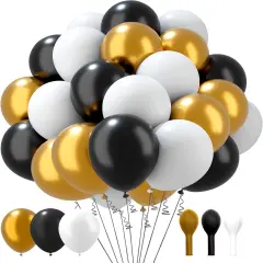 Black Gold and White Balloons 2025 Balloons Graduation Metallic Golden Balloon Garland Arch Kit Decorations