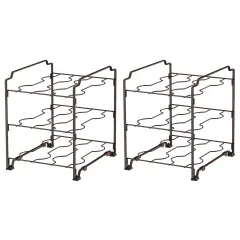 Upgraded Kitchen Wrap Organizer Rack - Non-Slip, Stackable Foil & Plastic Wrap Storage for Cabinets/Countertops - Space-Saving Design (7.7"L x 9.5"W x 9.4"H) Brown