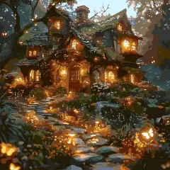 House Butterfly Tree Paint by Numbers Kit for Adults Beginner,DIY House Butterfly Tree Paint by Numbers for Adults,Easy Canvas Paint by Number Without Frame Home Wall Decor 16 x 20 in