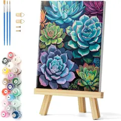 Paint by Numbers Kit with Framed - Succulent Paint by Numbers for Adults Beginner Plants DIY Acrylic Painting by Numbers Kit Colorful Paintworks Artwork, 12x16 Inch