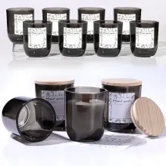 12PCS 8oz Smoke Gray Glass Candle Jars with Lids - Perfect for Candle Making, Storage & Gifts