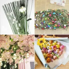 100 Pcs Stem Wire Floral Paper Wrapped Wire 14 Inch 20 Gauge Wire for Flower Arrangements DIY Bouquet Handcrafts