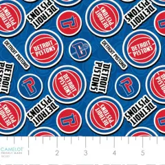 NBA Licensed Detroit Pistons Toss Blue Cotton Fabric by the Yard