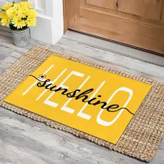Hello Sunshine Door Mat Summer Doormat 17 X 29 Inch Yellow Doormat Decorative Entrance Mat Non-Slip Rubber Backing Floor Mat Washable Seasonal Welcome Rugs for Indoor Outdoor