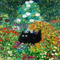 DIY Diamond Painting Art Kit for Adults, 5D Diamond Painting Kits, Diamond Painting Kit, Diamond Art - Flowers and Black Cats, Cat Diamond Painting,Home Wall Decoration