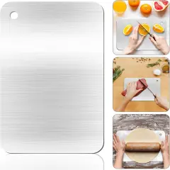 Titanium Cutting Boards, Stainless Steel Food Grade Cutting Boards, Titanium Cutting Boards for Kitchen, Stainless Non Stick Chopping Boards for Meat, Fruit, Vegetables, Dishwasher Safe (12 x 8 in)