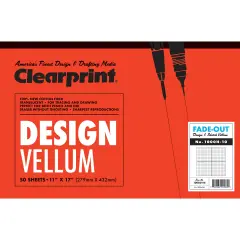 Clearprint 1000H Design Vellum Pad with Fade-Out Grid, 16 lb., 100% Cotton, 50 Sheets/Pad