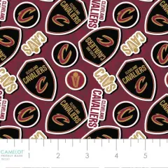NBA Licensed Cleveland Cavaliers Toss Maroon Cotton Fabric by the Yard