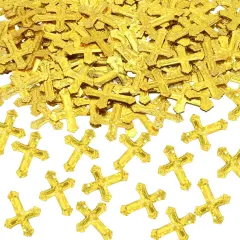 520Pcs Cross Table Confetti Decor Glitter Confetti Table Confetti Cross Decoration for Birthday Wedding Foil Theme Thanks Giving Party Valentine's Day Scatter Bless Confetti(Golden）