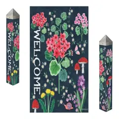 Geranium Welcome Art Pole 20 Inches Tall Polka Dot Mushrooms