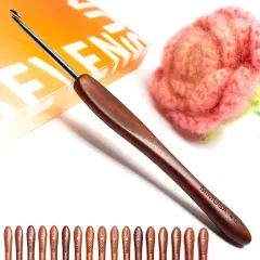 Mimosa 4mm Single Crochet Hook, Available in 0.6mm-6.5mm, Ergonomic Hand Polished Stainless Steel Inline Pointy Wood Handle Crochet Hook