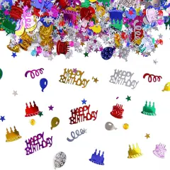 2 Packages Happy Birthday Confetti, Multi-color Birthday Confetti Metallic Foil Balloon Confetti, Birthday Table Decorations for Birthday Party, Baby Shower,DIY Arts and Crafting