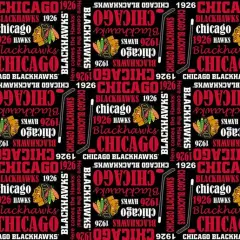 NHL Licensed Chicago Blackhawks 1138-BLK Cotton Fabric by the Yard