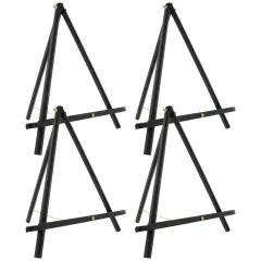 16" Black Wood Tabletop Easel (4 Pack) - Adjustable A-Frame Canvas Stand for Painting Party & Signs - Table Top Easel for Painting, Canvas Holder, Crafts, Photos, Pictures