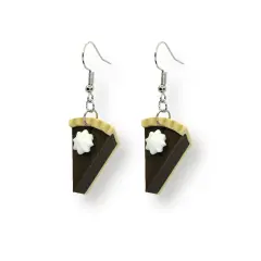 Chocolate Pie Earrings with Whipped Cream