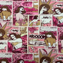 1 Yard Pink Comic Book Print Spandex Fabric for Cosplay Dancewear Swimwear Costumes 58/60 Inches Wide