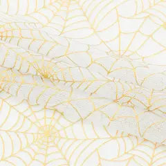 1 Yard 36" x 60" Spiderweb Foiled Mesh Spandex Fabric 100 GSM White/Gold - UV