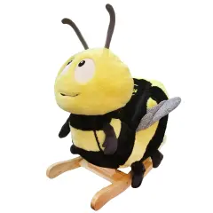 Gerardo's Toys: Little Rockers - Bee - Wooden Plush Ride-On Rocking Animal Toy, Plays Music, Removable Soft Fabric Cover, Toddler & Kids Ages 24mo+