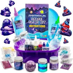Bryte Spectacular Space Slime Kit, Glow in The Dark Galaxy and Cosmic Glitter with Fun Add Ins, DIY Gift-Ready for Girls Kids Ages 7-14