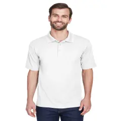 UltraClub&reg; Men's Cool & Dry Mesh&nbsp;Pique Polo WHITE