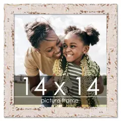 Square Shabby Chic White Picture Frame - UV Acrylic, Foam Board Backing, Hanging Hardware