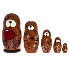 5 Pieces Bear FamilyWooden Nesting Dolls